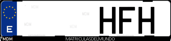 Imágen de matrícula de coche con letras HFH de España