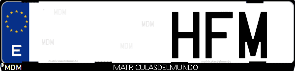 Imágen de matrícula de coche con letras HFM de España