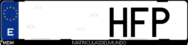 Imágen de matrícula de coche con letras HFP de España