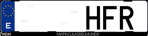 Imágen de matrícula de coche con letras HFR de España