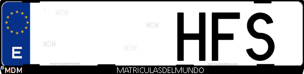 Imágen de matrícula de coche con letras HFS de España
