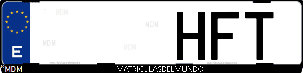 Imágen de matrícula de coche con letras HFT de España
