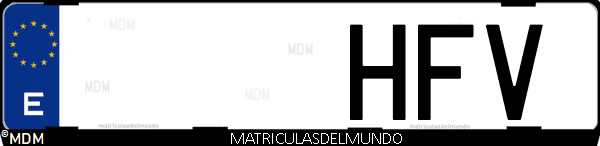 Imágen de matrícula de coche con letras HFV de España