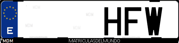 Imágen de matrícula de coche con letras HFW de España