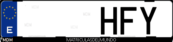 Imágen de matrícula de coche con letras HFY de España