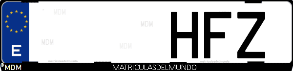 Imágen de matrícula de coche con letras HFZ de España