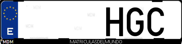 Imágen de matrícula de coche con letras HGC de España