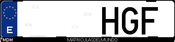 Imágen de matrícula de coche con letras HGF de España