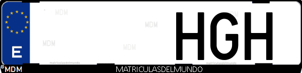 Imágen de matrícula de coche con letras HGH de España