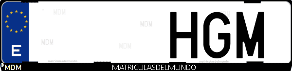 Imágen de matrícula de coche con letras HGM de España