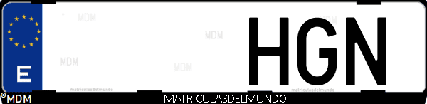 Imágen de matrícula de coche con letras HGN de España