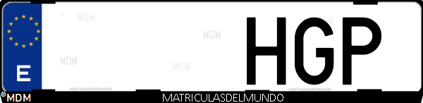 Imágen de matrícula de coche con letras HGP de España