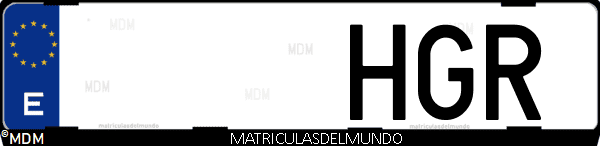 Imágen de matrícula de coche con letras HGR de España