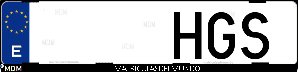 Imágen de matrícula de coche con letras HGS de España
