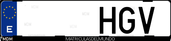 Imágen de matrícula de coche con letras HGV de España