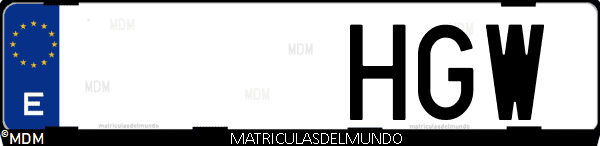 Imágen de matrícula de coche con letras HGW de España