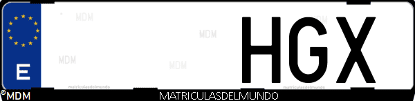 Imágen de matrícula de coche con letras HGX de España