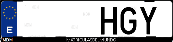 Imágen de matrícula de coche con letras HGY de España