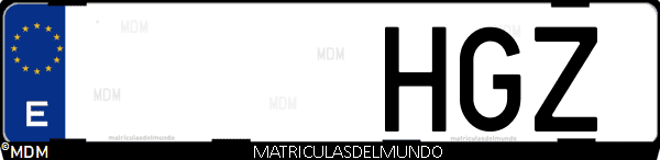 Imágen de matrícula de coche con letras HGZ de España