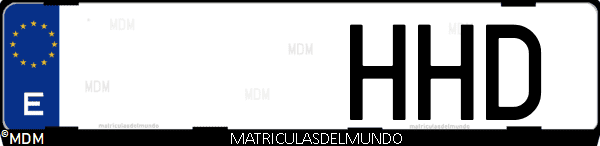 Imágen de matrícula de coche con letras HHD de España