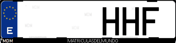 Imágen de matrícula de coche con letras HHF de España