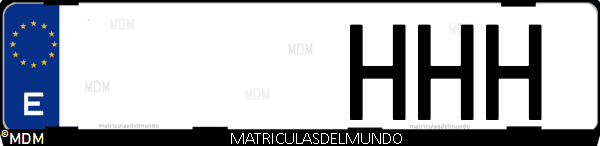 Imágen de matrícula de coche con letras HHH de España