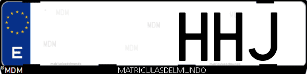 Imágen de matrícula de coche con letras HHJ de España