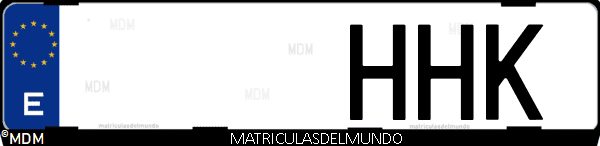 Imágen de matrícula de coche con letras HHK de España