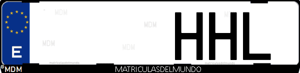 Imágen de matrícula de coche con letras HHL de España