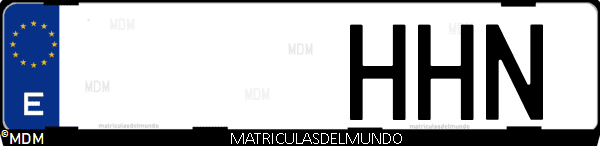 Imágen de matrícula de coche con letras HHN de España