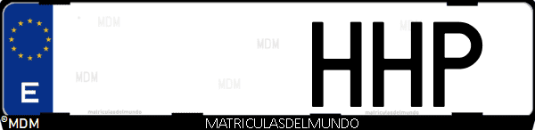 Imágen de matrícula de coche con letras HHP de España