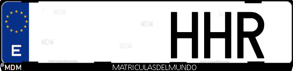 Imágen de matrícula de coche con letras HHR de España