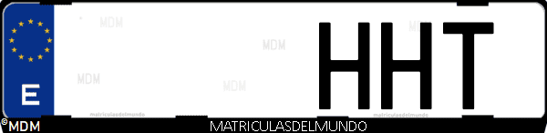 Imágen de matrícula de coche con letras HHT de España