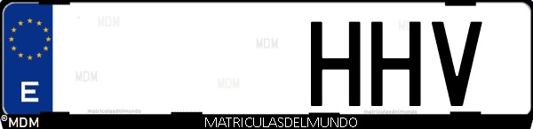 Imágen de matrícula de coche con letras HHV de España