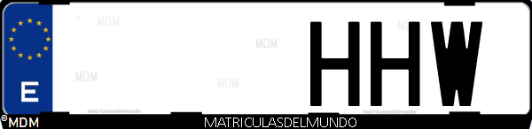Imágen de matrícula de coche con letras HHW de España
