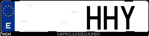 Imágen de matrícula de coche con letras HHY de España