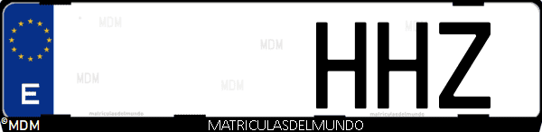 Imágen de matrícula de coche con letras HHZ de España