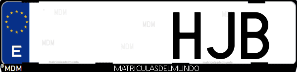 Imágen de matrícula de coche con letras HJB de España