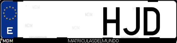 Imágen de matrícula de coche con letras HJD de España