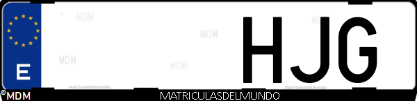 Imágen de matrícula de coche con letras HJG de España