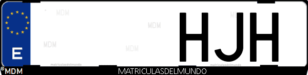 Imágen de matrícula de coche con letras HJH de España