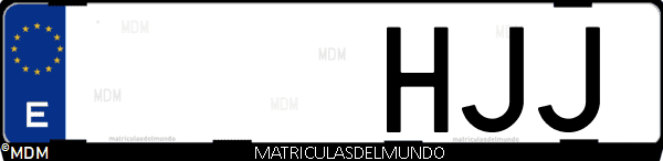 Imágen de matrícula de coche con letras HJJ de España