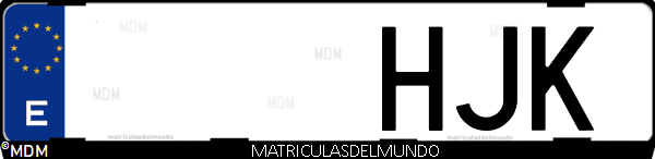 Imágen de matrícula de coche con letras HJK de España