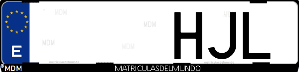 Imágen de matrícula de coche con letras HJL de España