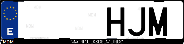 Imágen de matrícula de coche con letras HJM de España