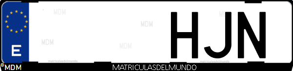 Imágen de matrícula de coche con letras HJN de España
