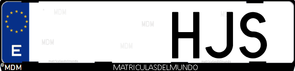 Imágen de matrícula de coche con letras HJS de España
