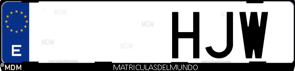Imágen de matrícula de coche con letras HJW de España