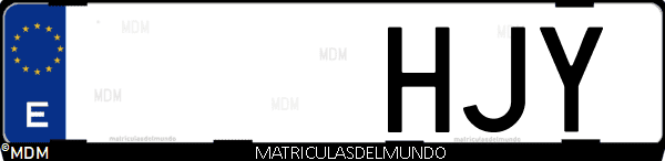 Imágen de matrícula de coche con letras HJY de España