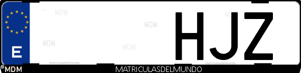 Imágen de matrícula de coche con letras HJZ de España